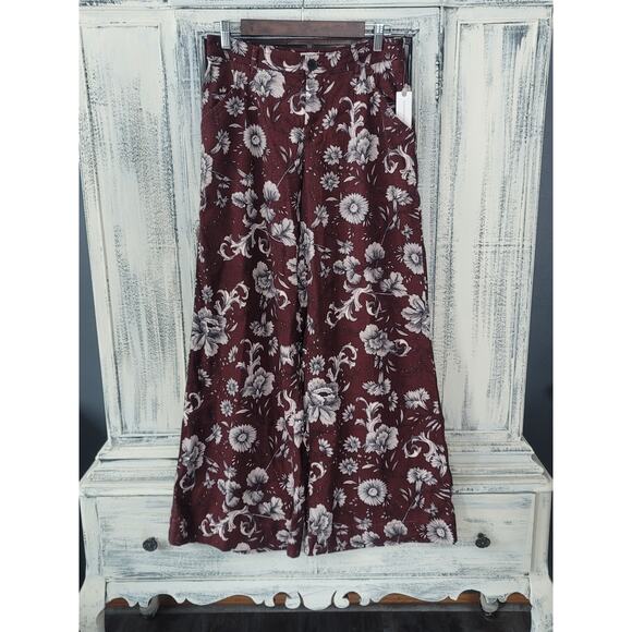 Anthropologie Wide-Leg Floral Pants - New Size 2 - Picture 5 of 5